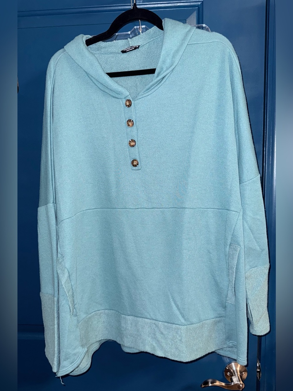 Heimish USA Light Blue Lightweight Henley Sweater/Hoodie, Size 1X